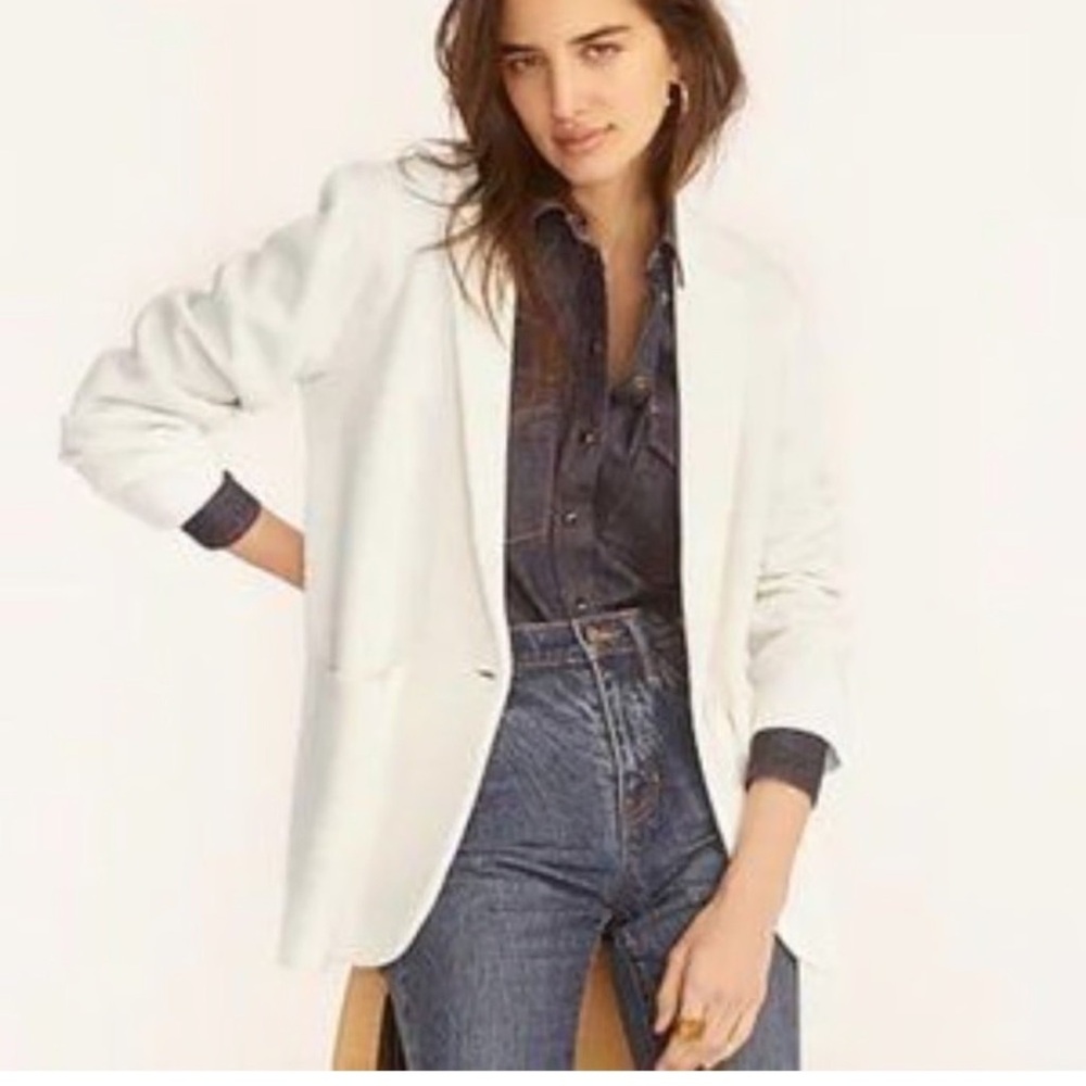 J. Crew Factory Schoolboy Sweater Blazer | size Medium | white cream